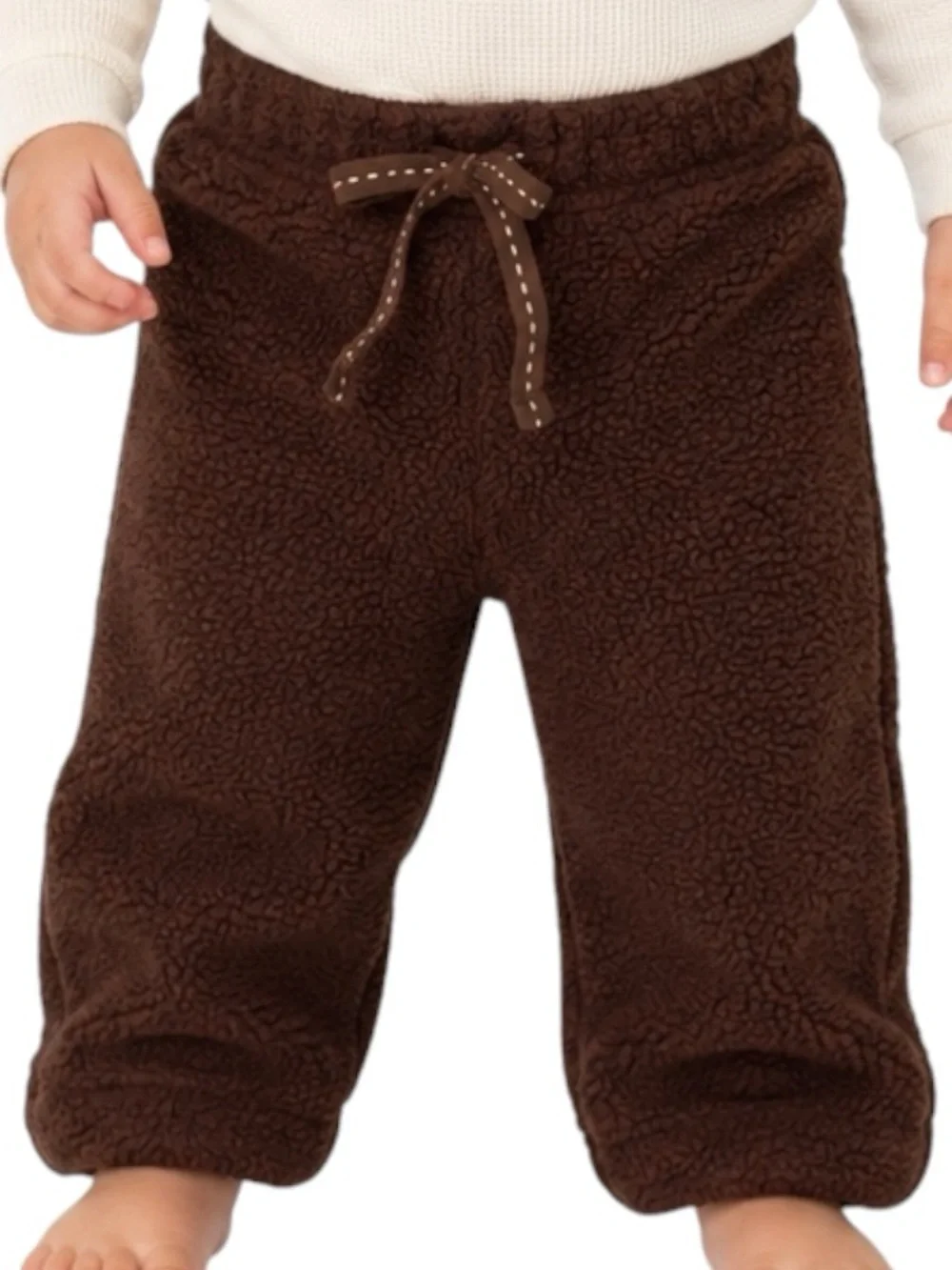 Old Navy Baby Boy Brown Sherpa Fleece Pants Size 6-12M Cozy Pull On Joggers